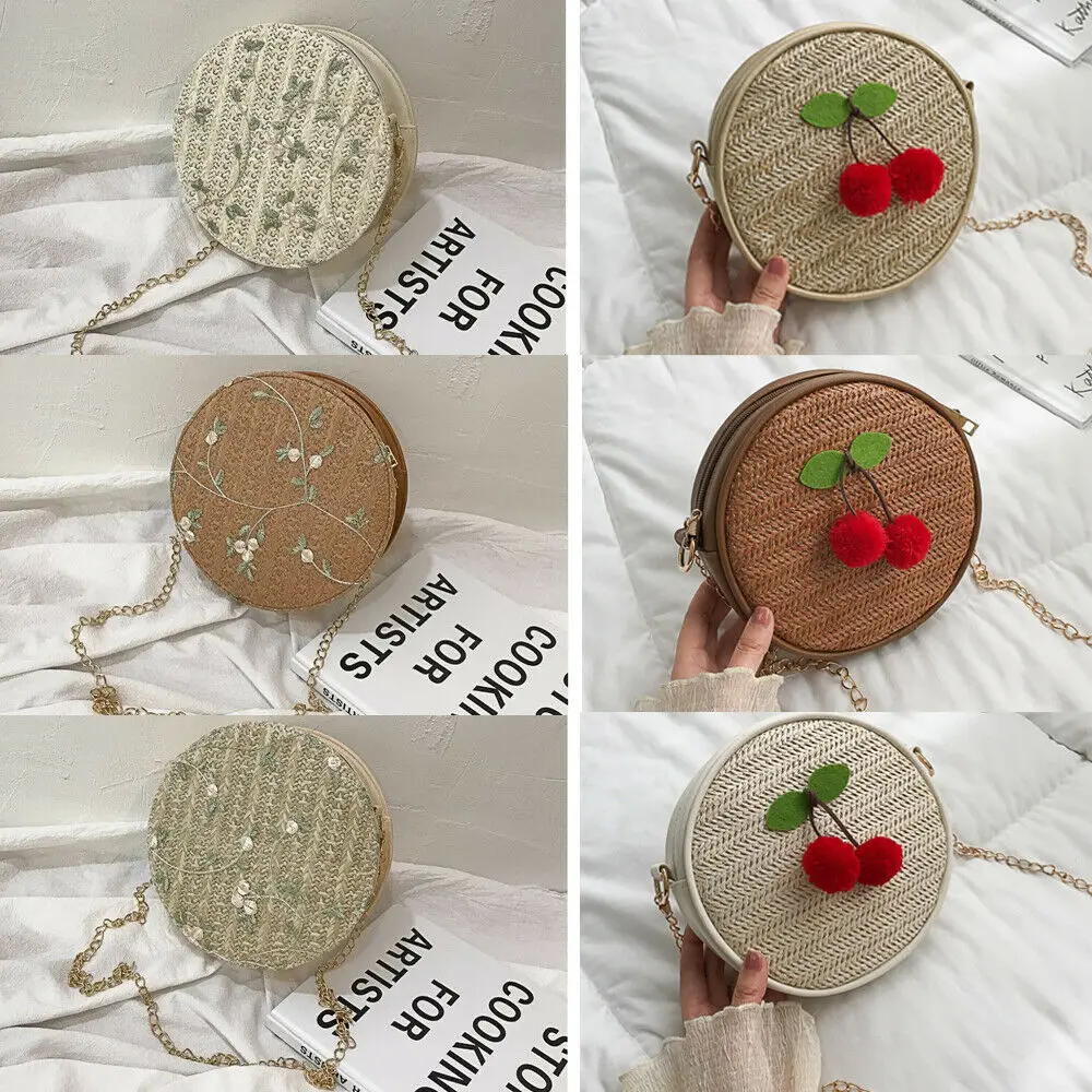 Новая женская круглая соломенная сумка модная ручная плетеная Сумка из ротанга