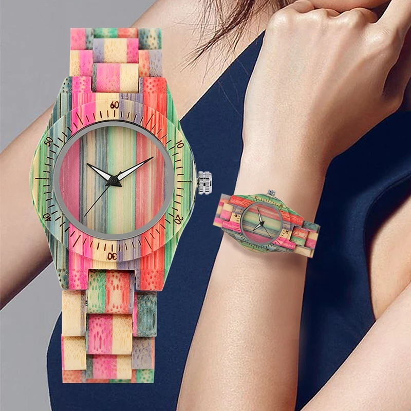 Women Wood Watch Natural Colorful Bamboo Clock Female 100% Handmade Quartz Wristwatch Design Luxury Casual Watches for Lady Gril
Women Wood Watch Natural Colorful Bamboo Clock Female 100% Handmade Quartz Wristwatch Design Luxury Casual Watches for Lady Gril