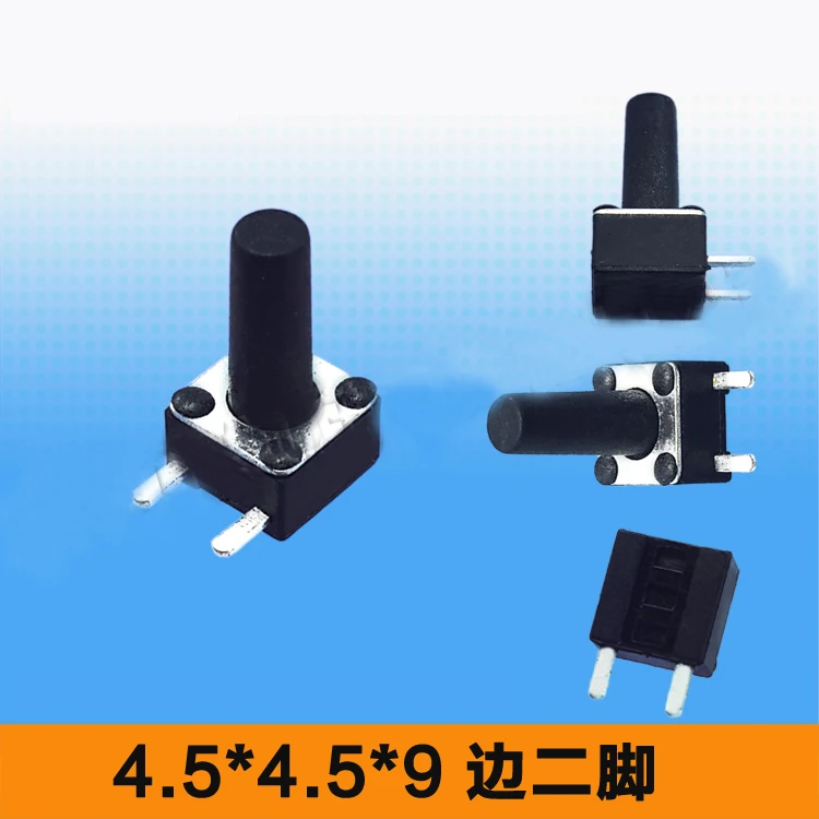 4.5*4.5*9/8.5mm 2 Side Pins SMT Side Button Power Switch SMT Touch Tact Switch Black Hight Quality
4.5*4.5*9/8.5mm 2 Side Pins SMT Side Button Power Switch SMT Touch Tact Switch Black Hight Quality