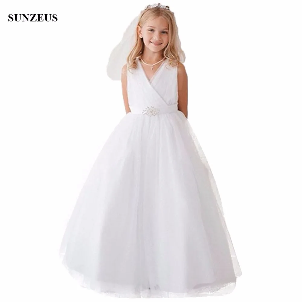 A-line V-neck Sleeveless Flower Girl Dress For Weddings Simple Floor Length Long White Party Gowns For Children FLG019
A-line V-neck Sleeveless Flower Girl Dress For Weddings Simple Floor Length Long White Party Gowns For Children FLG019