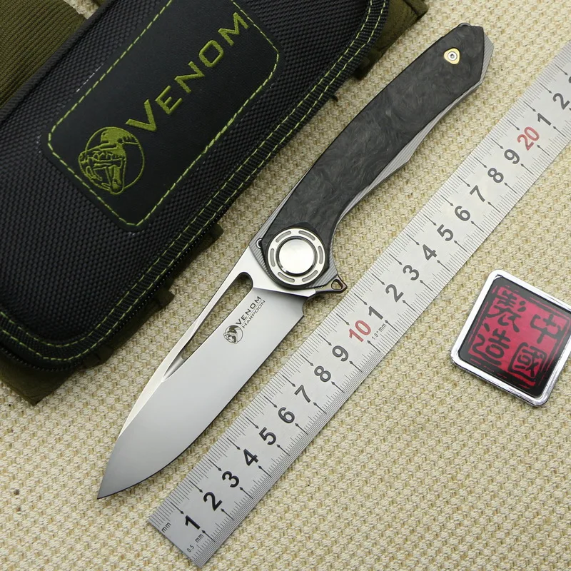 Фото Складной нож VENOM HARPOON M390 титановый для кемпинга охоты карманный - купить