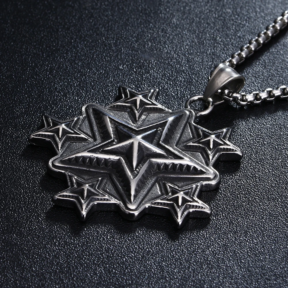 Vintage Amulet Hollow Star Necklace Men Silver Color Stainless Steel Talisman Pentagram Necklaces Pendants Satan Gothic Jewelry
Vintage Amulet Hollow Star Necklace Men Silver Color Stainless Steel Talisman Pentagram Necklaces Pendants Satan Gothic Jewelry
