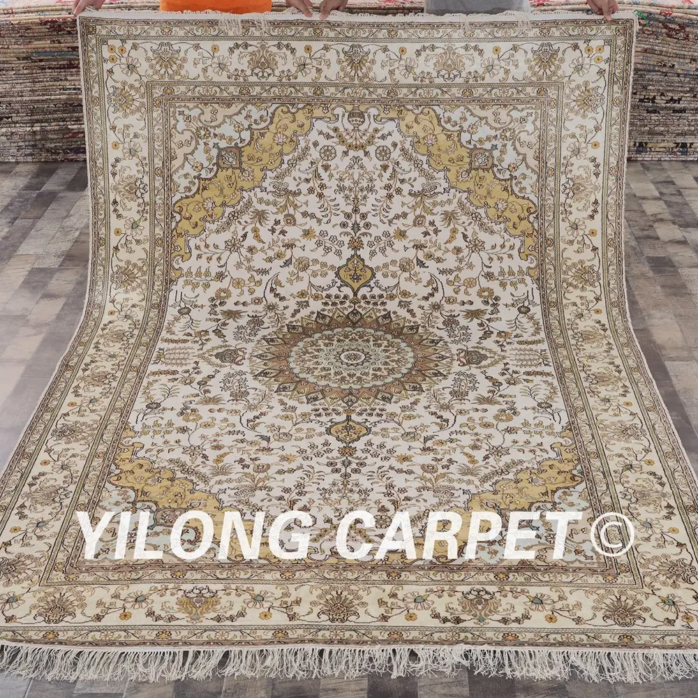 Традиционный Шелковый персидский ковер YILONG 6 'x 9', бежевый и желтый шелковый ковер ручной работы, домашний декор (ZW057M6x9)
Традиционный Шелковый персидский ковер YILONG 6 'x 9', бежевый и желтый шелковый ковер ручной работы, домашний декор (ZW057M6x9)