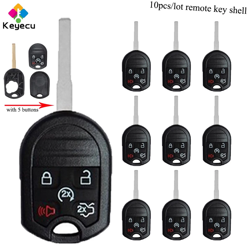 KEYECU 10PCS/Lot Keyless Entry Remote Key Shell Housing With 4/ 5 Buttons & HU101 Blade - FOB for Ford Fiesta FCC ID: OUC6000022
KEYECU 10PCS/Lot Keyless Entry Remote Key Shell Housing With 4/ 5 Buttons & HU101 Blade - FOB for Ford Fiesta FCC ID: OUC6000022