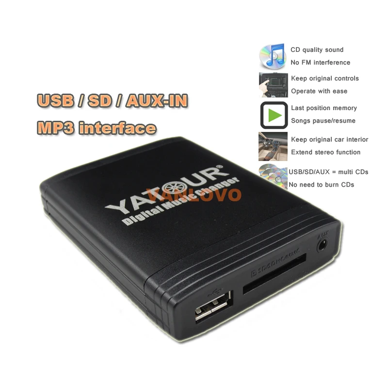 YATOUR Digital Music Changer USB SD Aux-in MP3 Interface for TOYOTA Corolla Verso AR10 / Verso R20
YATOUR Digital Music Changer USB SD Aux-in MP3 Interface for TOYOTA Corolla Verso AR10 / Verso R20