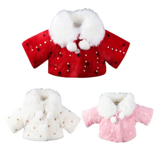 Infant Kids Girl Fur Warm Coat Sweaters Toddler Baby Princess clothes Pearl Fleece Jacket Outwear | Мать и ребенок
