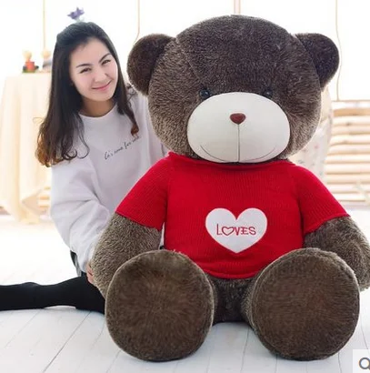 big plush round eyes red love sweater teddy bear toy huge bear doll gift about 160cm
big plush round eyes red love sweater teddy bear toy huge bear doll gift about 160cm