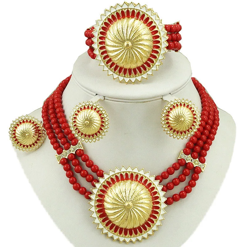 African Bead Jewelry Sets Fine Necklace Bridal Wedding Jewelry sets Women Necklace Earrings Sets Dubai Gold Color Jewellry Sets
African Bead Jewelry Sets Fine Necklace Bridal Wedding Jewelry sets Women Necklace Earrings Sets Dubai Gold Color Jewellry Sets