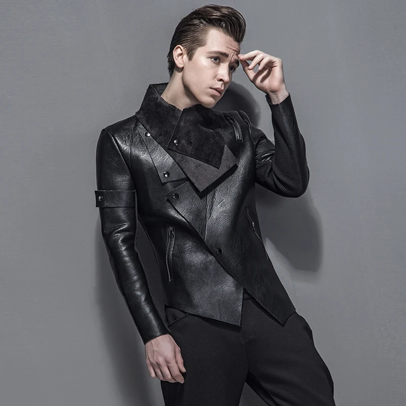 2018 Men's Autumn and winter thickening velvet slim male leather clothing men's clothing top irregular motorcycle leather M-2XL
2018 Men's Autumn and winter thickening velvet slim male leather clothing men's clothing top irregular motorcycle leather M-2XL