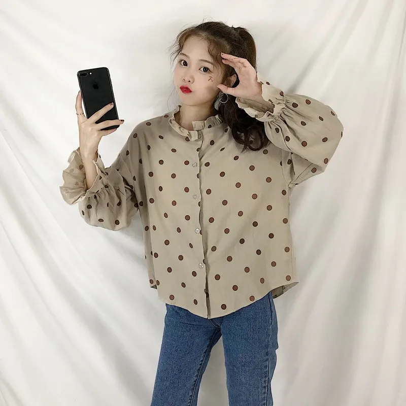 Spring autumn style flare sleeve shirts fashion brands Women's Clothing vintage Female polka dot tops new vestidos femininos
Spring autumn style flare sleeve shirts fashion brands Women's Clothing vintage Female polka dot tops new vestidos femininos