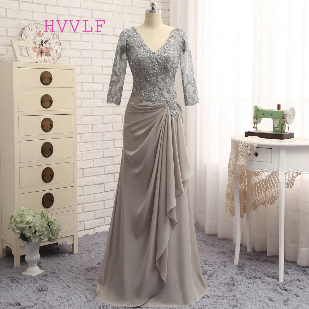 Plus Size Gray Mother Of The Bride Dresses A-line 3/4 Sleeves Chiffon Lace Wedding Party Dress Mother Dresses For Wedding
Plus Size Gray Mother Of The Bride Dresses A-line 3/4 Sleeves Chiffon Lace Wedding Party Dress Mother Dresses For Wedding