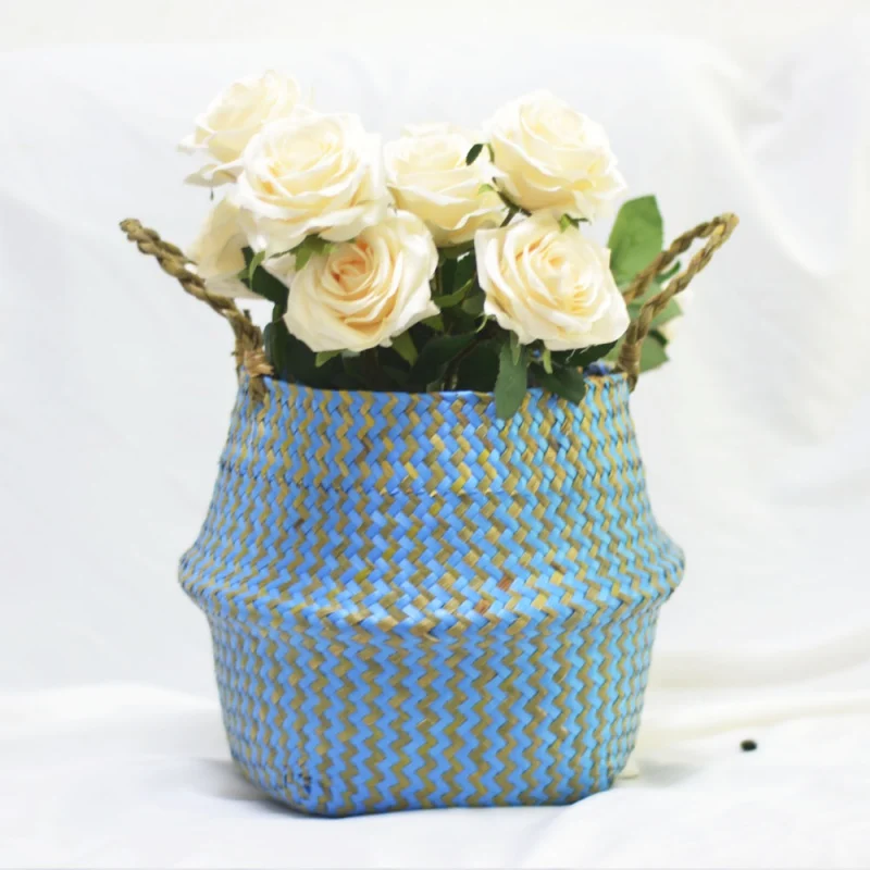 Blue plaid storage basket white hair ball straw basket middle diameter 32* height 28cm storage basket
Blue plaid storage basket white hair ball straw basket middle diameter 32* height 28cm storage basket