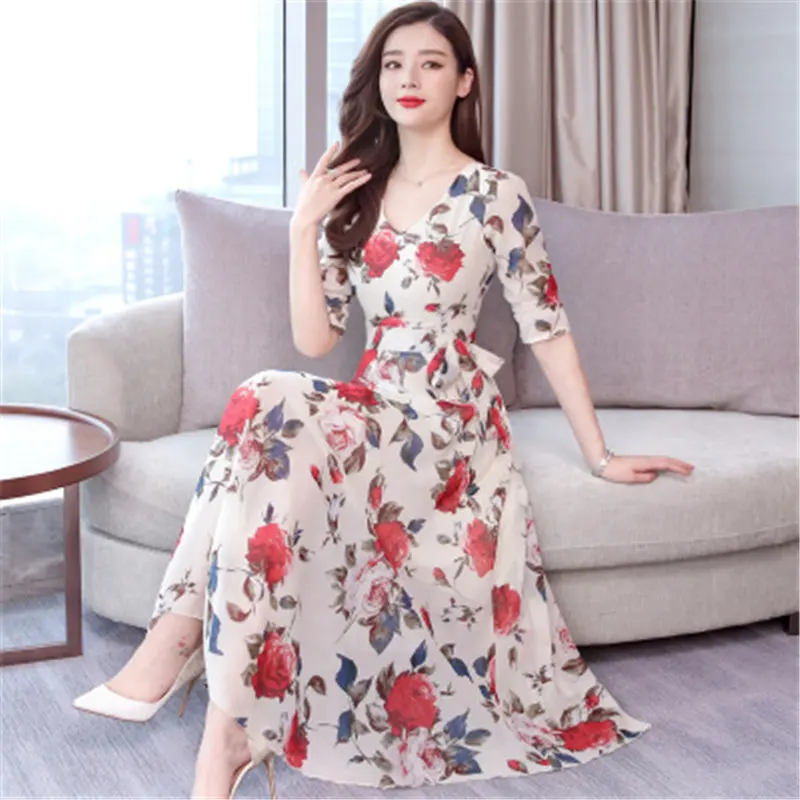 S-3XL Casual Loose Chiffon Print Dress 2019 New Arrival Summer Women Bohemian V-collar Printing Plus size Midi Dress Female 106
S-3XL Casual Loose Chiffon Print Dress 2019 New Arrival Summer Women Bohemian V-collar Printing Plus size Midi Dress Female 106