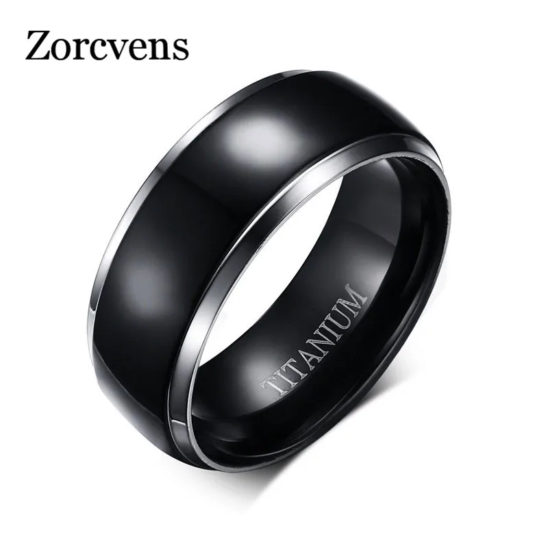 Фото ZORCVENS мужские титановые кольца черные обручальные свадебные - купить