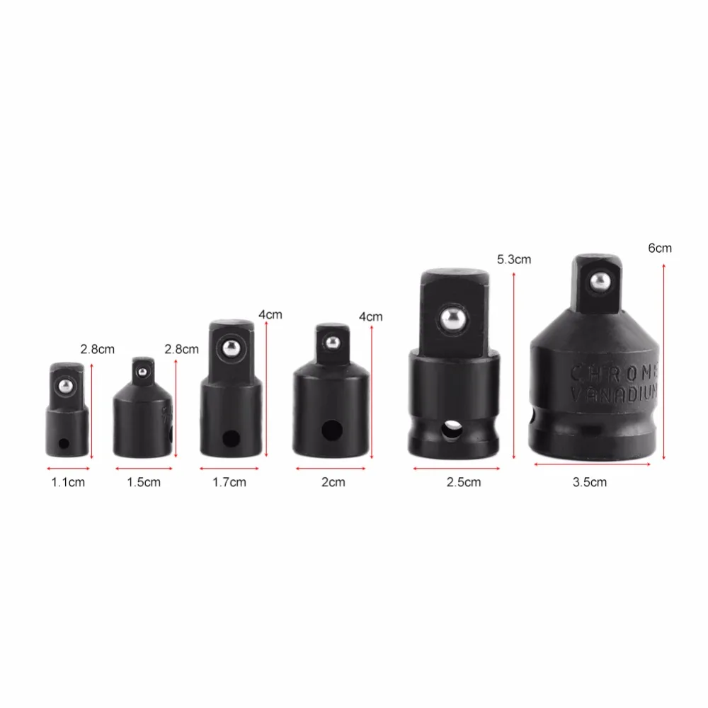 6PCS/SET Impact Socket Adaptor Reducer Adapter 1/4 1/2 3/8 3/4 Ratchet Breaker Drive Wrench Hand Tool Set
6PCS/SET Impact Socket Adaptor Reducer Adapter 1/4 1/2 3/8 3/4 Ratchet Breaker Drive Wrench Hand Tool Set