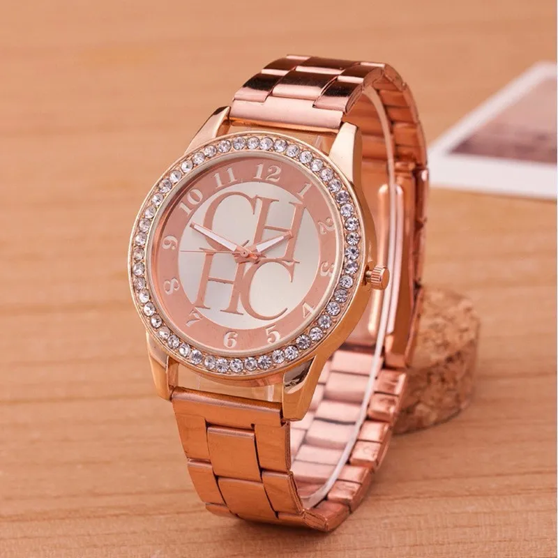 CH Luxury Brand Women Watch Fashion Stainless Steel Crystal Ladies Wristwatches Casual Dress Quartz Gold Clock kobiet zegarka
CH Luxury Brand Women Watch Fashion Stainless Steel Crystal Ladies Wristwatches Casual Dress Quartz Gold Clock kobiet zegarka