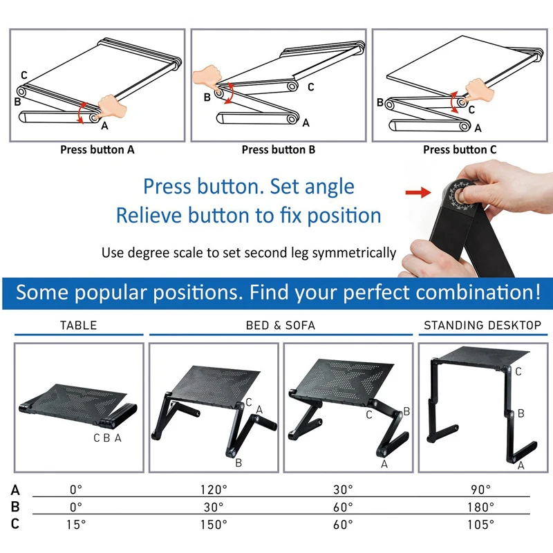 Adjustable Portable Laptop Table Stand Lap Sofa Bed Tray Computer Notebook Desk bed table SD5
Adjustable Portable Laptop Table Stand Lap Sofa Bed Tray Computer Notebook Desk bed table SD5