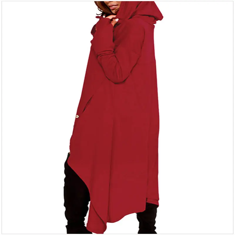 New women's hoodie with long sleeves, plain color, asymmetrical hem and large size hoodie
New women's hoodie with long sleeves, plain color, asymmetrical hem and large size hoodie