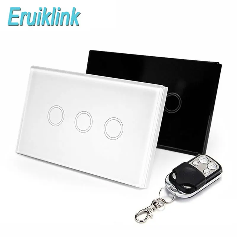 Eruiklink US Standard 433Hhz Wall Light Switch RF Wireless Smart Remote Control Via RM Pro Touch Panel 3Gang For Home Automation
Eruiklink US Standard 433Hhz Wall Light Switch RF Wireless Smart Remote Control Via RM Pro Touch Panel 3Gang For Home Automation
