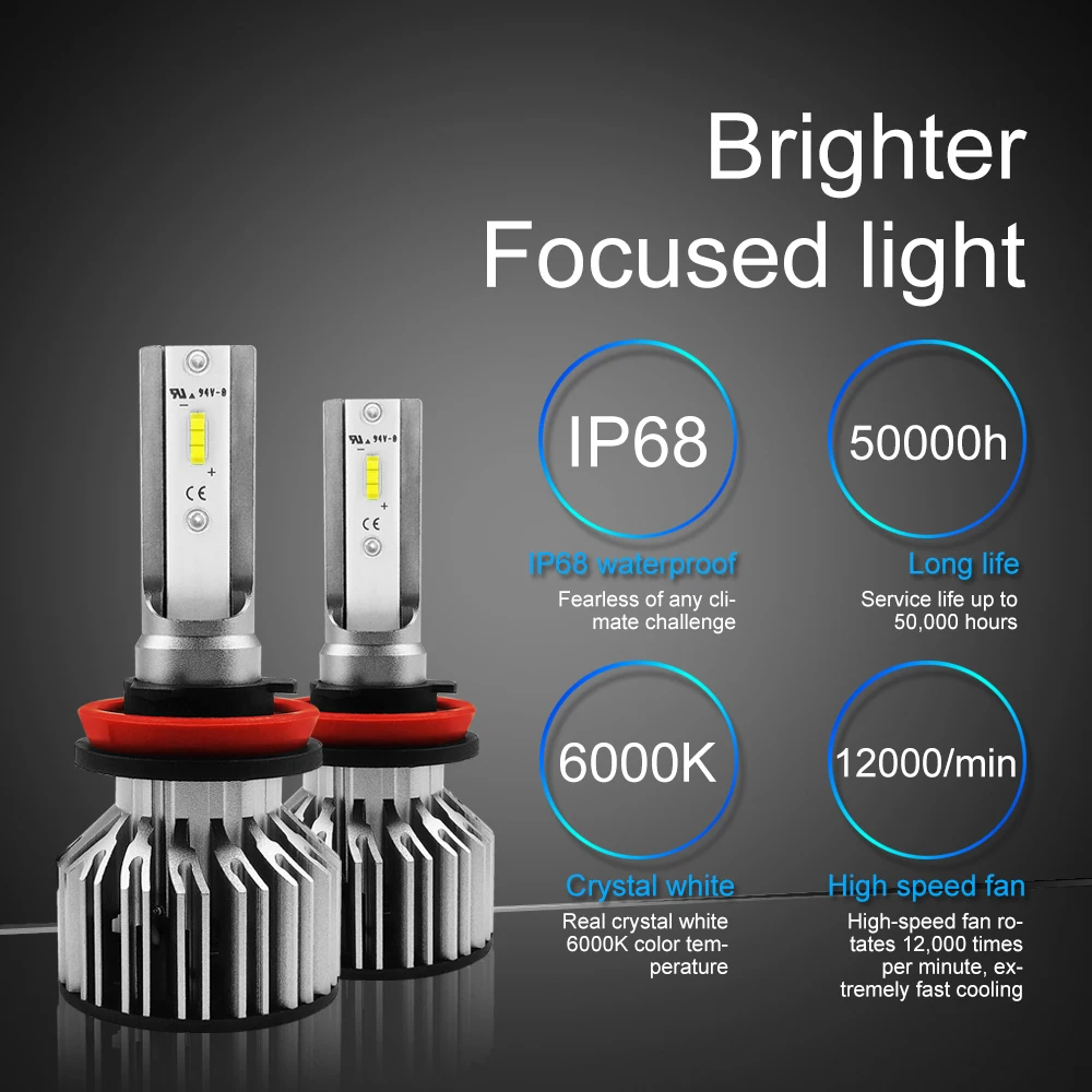 Aslent 2PCS H4 Hi-Lo Beam LED H7 H11 H1 9005 9006 Car Headlight Bulbs 110w 11000lm 6000K CSP Chips Auto Headlamp Fog Light 12v
Aslent 2PCS H4 Hi-Lo Beam LED H7 H11 H1 9005 9006 Car Headlight Bulbs 110w 11000lm 6000K CSP Chips Auto Headlamp Fog Light 12v