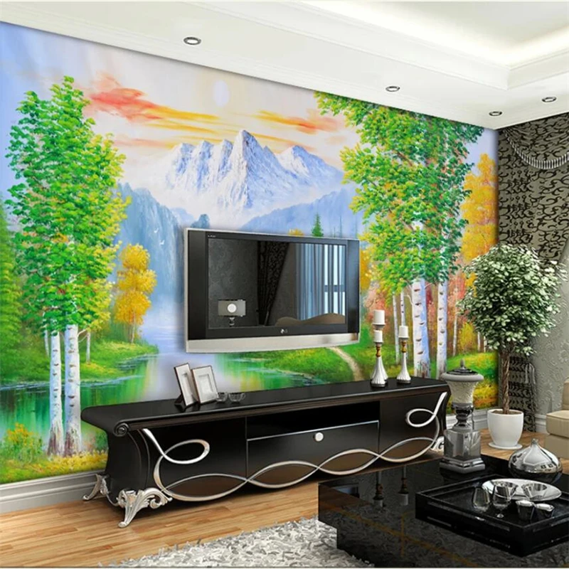 

Custom wallpaper 3d murals papier peint picturesque garden forest huge oil painting art mural living room bedroom 3d wallpaper