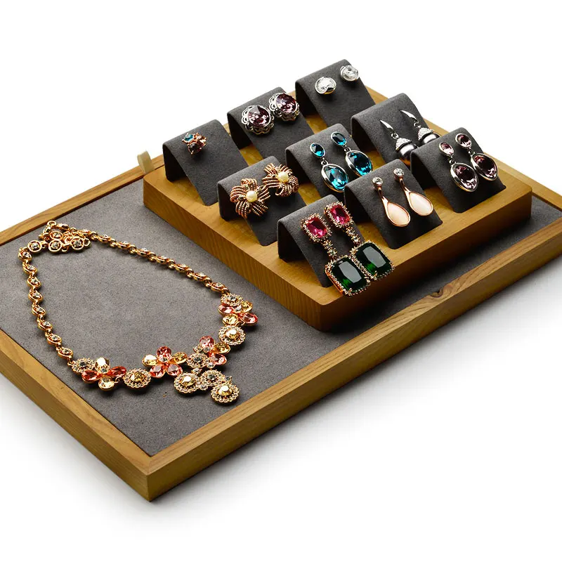 FANXI 2Pcs Wood Beige/ Dark Gray 9 Seats Earrings Display Stand with Microfiber for Jewelry Expositor Ear stud Holder Organizer
FANXI 2Pcs Wood Beige/ Dark Gray 9 Seats Earrings Display Stand with Microfiber for Jewelry Expositor Ear stud Holder Organizer