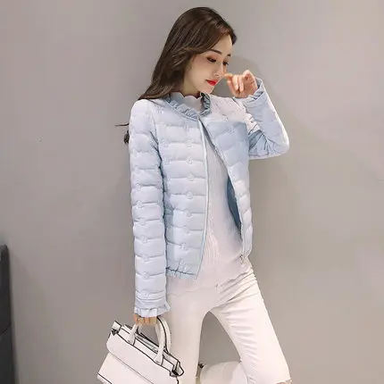 Women's spring and autumn and winter new slim jacket short solid color lotus leaf collar light down cotton padded clothes JQ679
Women's spring and autumn and winter new slim jacket short solid color lotus leaf collar light down cotton padded clothes JQ679