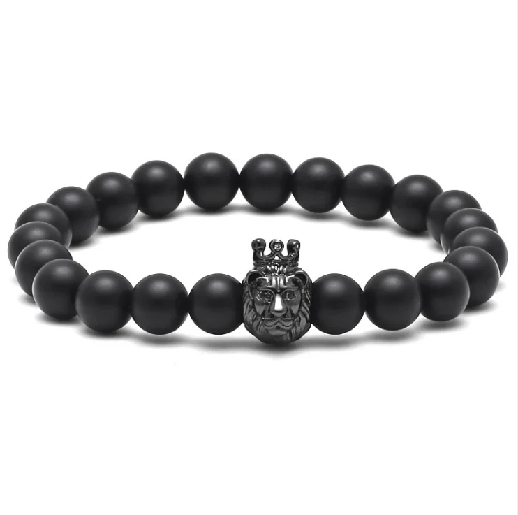 New Vintage Black Natural Stone Bracelet Leo Lion Head King Crown Charms Bangles Agates Lava Beads Punk Jewelry Pulseras Hombre
New Vintage Black Natural Stone Bracelet Leo Lion Head King Crown Charms Bangles Agates Lava Beads Punk Jewelry Pulseras Hombre