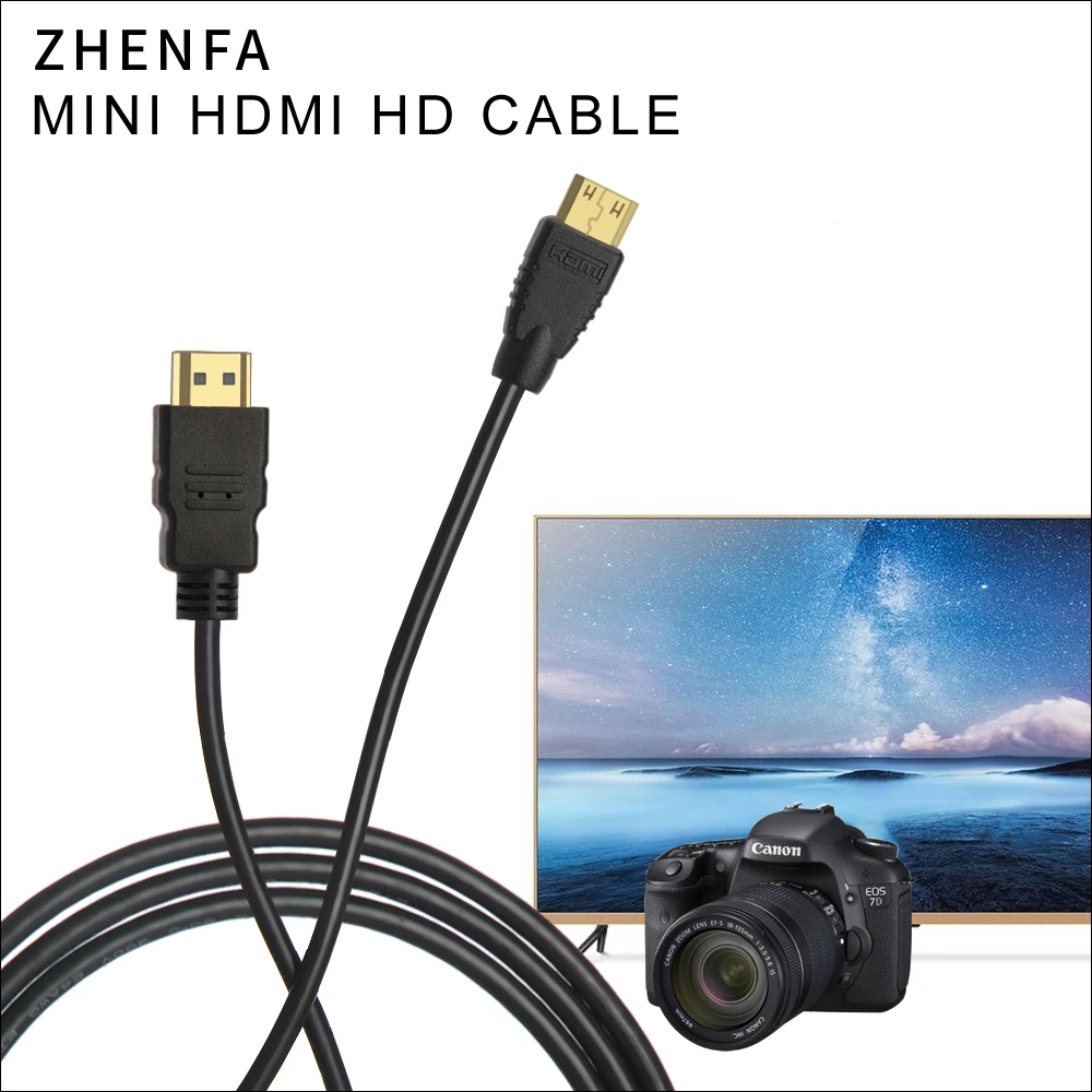 Кабель Zhenfa Mini HDMI в 1 5 м для цифровой камеры Canon EOS 60D 600D 650D 700D 1100D 5D3 5D2 5D 6D 7D T2i T1i|mini hdmi to