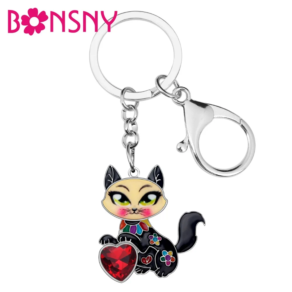 Bonsny Alloy Enamel Rhinestone Floral Cat Key Chains Keychains Rings Crystal Cute Animal Jewelry For Women Girls Bag Charms Gift
Bonsny Alloy Enamel Rhinestone Floral Cat Key Chains Keychains Rings Crystal Cute Animal Jewelry For Women Girls Bag Charms Gift