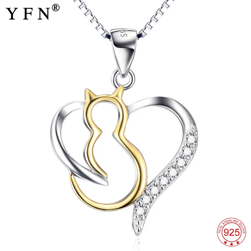 YFN 925 Sterling Silver Necklace Crystal Zircon Cute Cat Love Heart Pendant Necklace Woman Mother's Day Gift Girls Birthday Gift
YFN 925 Sterling Silver Necklace Crystal Zircon Cute Cat Love Heart Pendant Necklace Woman Mother's Day Gift Girls Birthday Gift