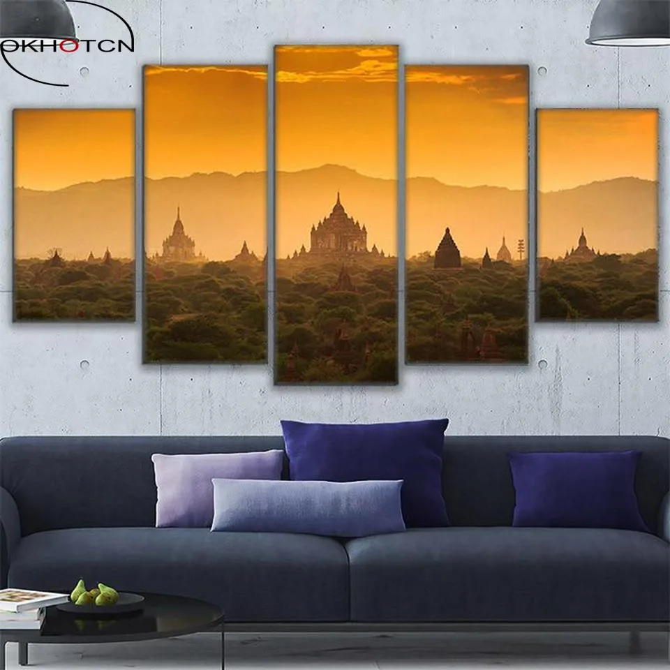 OKHOTCN Pictures Home Decor Canvas Wall Art 5 Pieces Cambodia Sunrise Painting Living Room Prints Natural Landscape Poster Frame
OKHOTCN Pictures Home Decor Canvas Wall Art 5 Pieces Cambodia Sunrise Painting Living Room Prints Natural Landscape Poster Frame