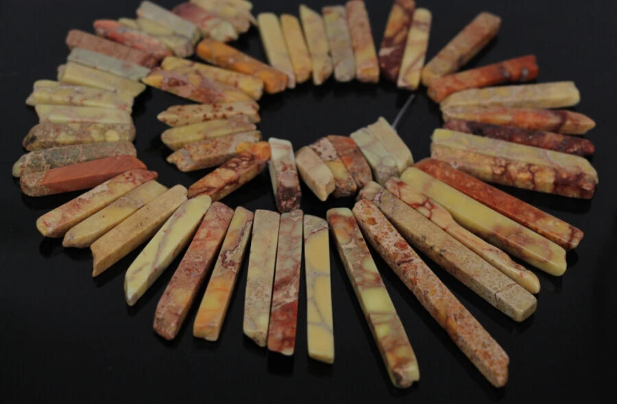 15.5' Strand Yellow Sea Sediment stone Top Drilled Long Slab Sticks Beads,Imperial stone Slice Graduated Point Necklace Beads
15.5' Strand Yellow Sea Sediment stone Top Drilled Long Slab Sticks Beads,Imperial stone Slice Graduated Point Necklace Beads