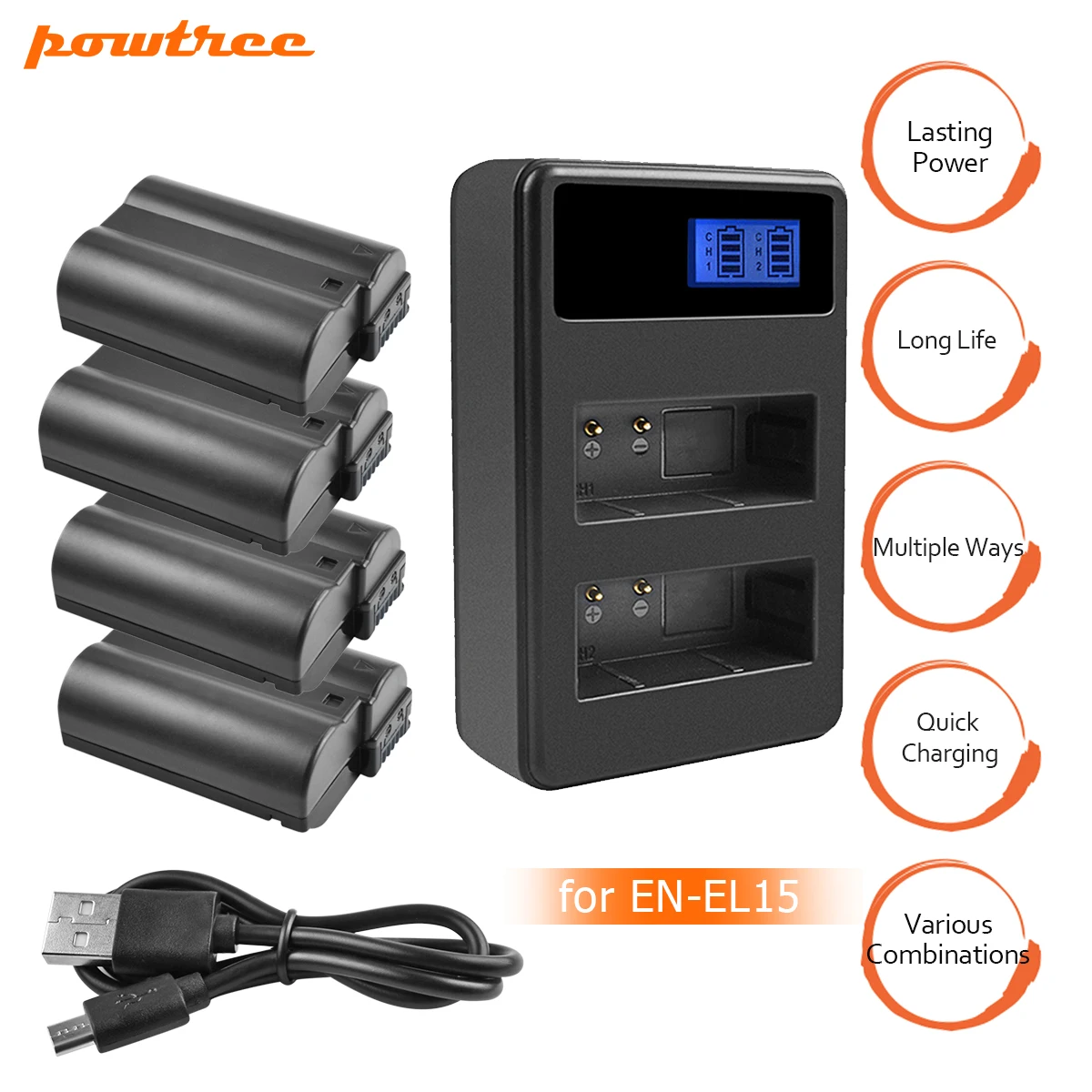 4X EN-EL15 EN EL15 ENEL15 EL15A Batteries+LCD Dual USB Charger for Nikon D600 D610 D600E D800 D800E D810 D7000 D7100 d750 V1 L10
4X EN-EL15 EN EL15 ENEL15 EL15A Batteries+LCD Dual USB Charger for Nikon D600 D610 D600E D800 D800E D810 D7000 D7100 d750 V1 L10