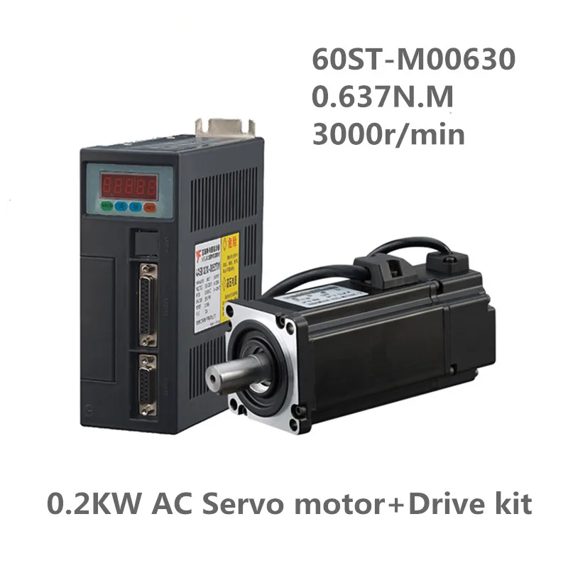 60ST-M00630 220V 200W AC Servo motor 0.2KW 3000RPM 0.637N.M. Single-Phase ac drive permanent magnet Matched Driver AASD-10A
60ST-M00630 220V 200W AC Servo motor 0.2KW 3000RPM 0.637N.M. Single-Phase ac drive permanent magnet Matched Driver AASD-10A