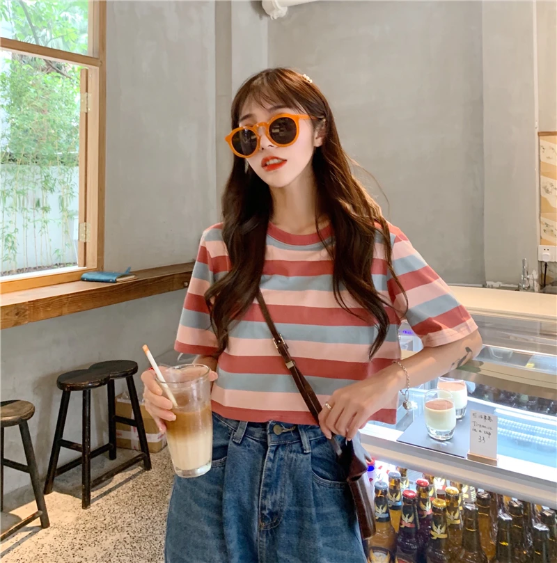 camisetas mujer o-neck striped sweet loose Korean short Women's Clothing T-Shirts new fashion brand summer style ladies tops
camisetas mujer o-neck striped sweet loose Korean short Women's Clothing T-Shirts new fashion brand summer style ladies tops