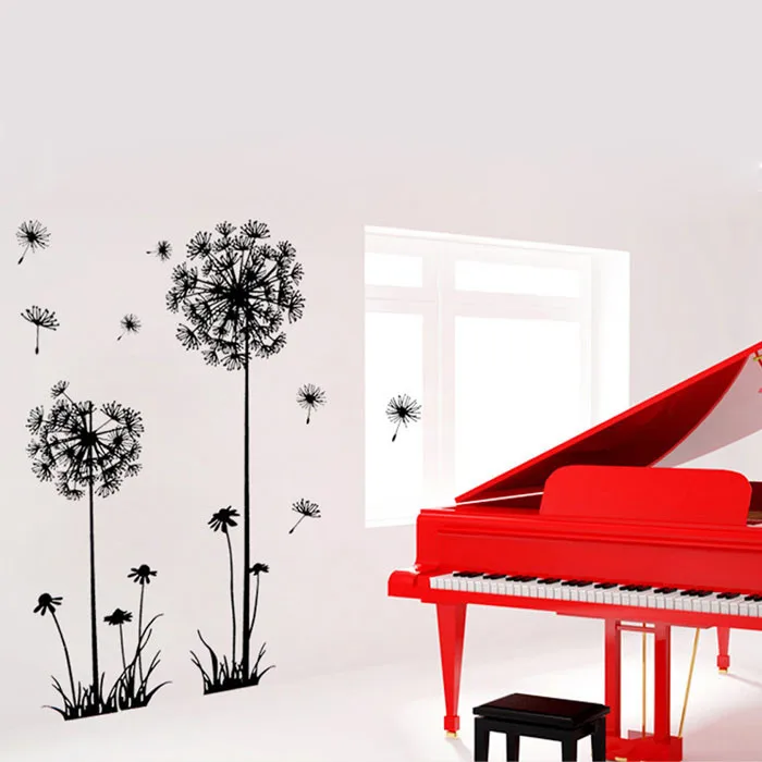 Черный креативный Одуванчик цветок растение Дерево DIY наклейки для дома шикарные