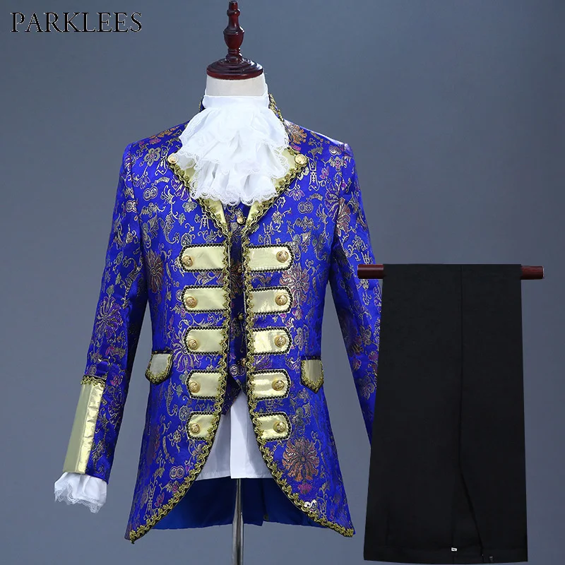Mens Hipster Royal Blue Five-piece Suit Europe Gothic Style Palace Suits Men Wedding Groom Party Prom Stage Costumes for Singer
Mens Hipster Royal Blue Five-piece Suit Europe Gothic Style Palace Suits Men Wedding Groom Party Prom Stage Costumes for Singer