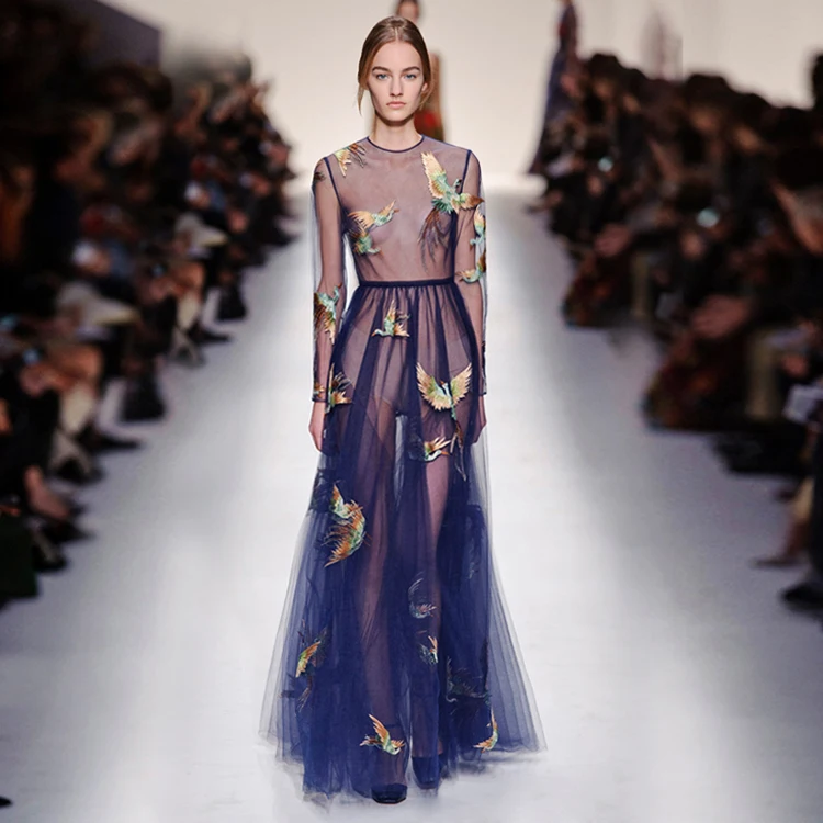 See Orange 2018 Fashion Show Silk Organza Runway Dress Women Embroidery Crane Blue Mesh Long Dress SO3356
See Orange 2018 Fashion Show Silk Organza Runway Dress Women Embroidery Crane Blue Mesh Long Dress SO3356
