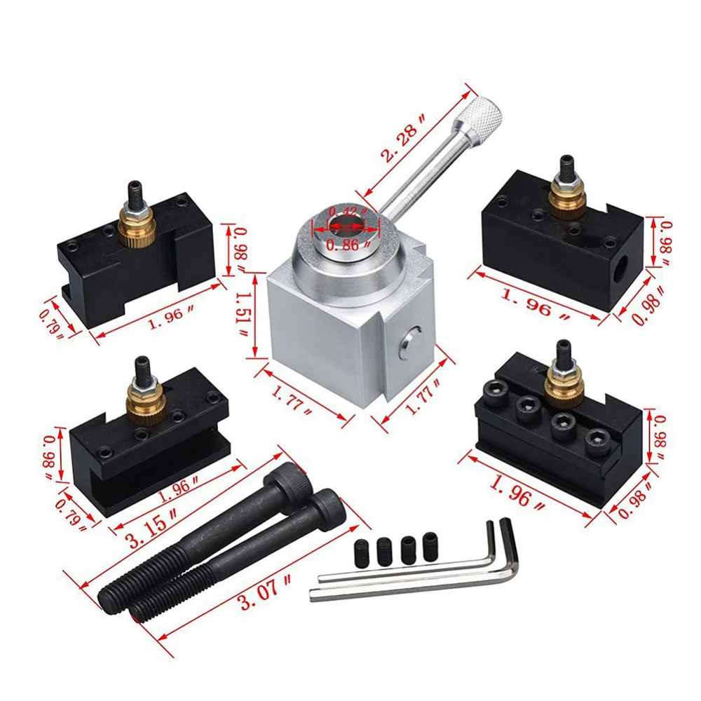 1Set Aluminum Alloy Lathe Tool Holder Quick Change Mini Lathe Tool Post and Holder Tools Kit
1Set Aluminum Alloy Lathe Tool Holder Quick Change Mini Lathe Tool Post and Holder Tools Kit