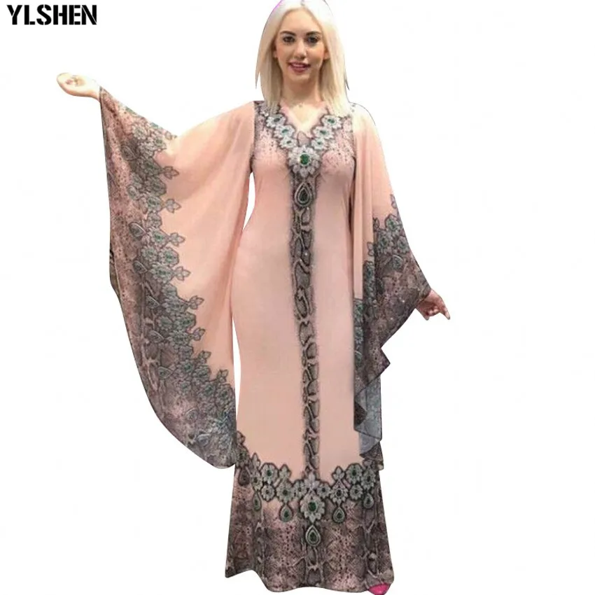 New African Dresses for Women Dashiki Print African Clothes Bazin Riche Sexy Slim Ruffle Sleeve V-neck Evening Long Africa Dress
New African Dresses for Women Dashiki Print African Clothes Bazin Riche Sexy Slim Ruffle Sleeve V-neck Evening Long Africa Dress