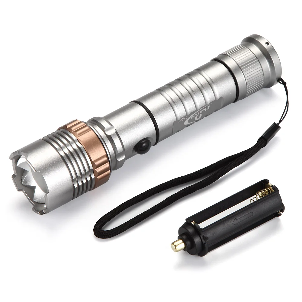 LED Flashlight XM-L T6 5 modes High Power Torch 1000 LM Zoomable light silvery flashlight Camping lamp Tactical flashlight
LED Flashlight XM-L T6 5 modes High Power Torch 1000 LM Zoomable light silvery flashlight Camping lamp Tactical flashlight