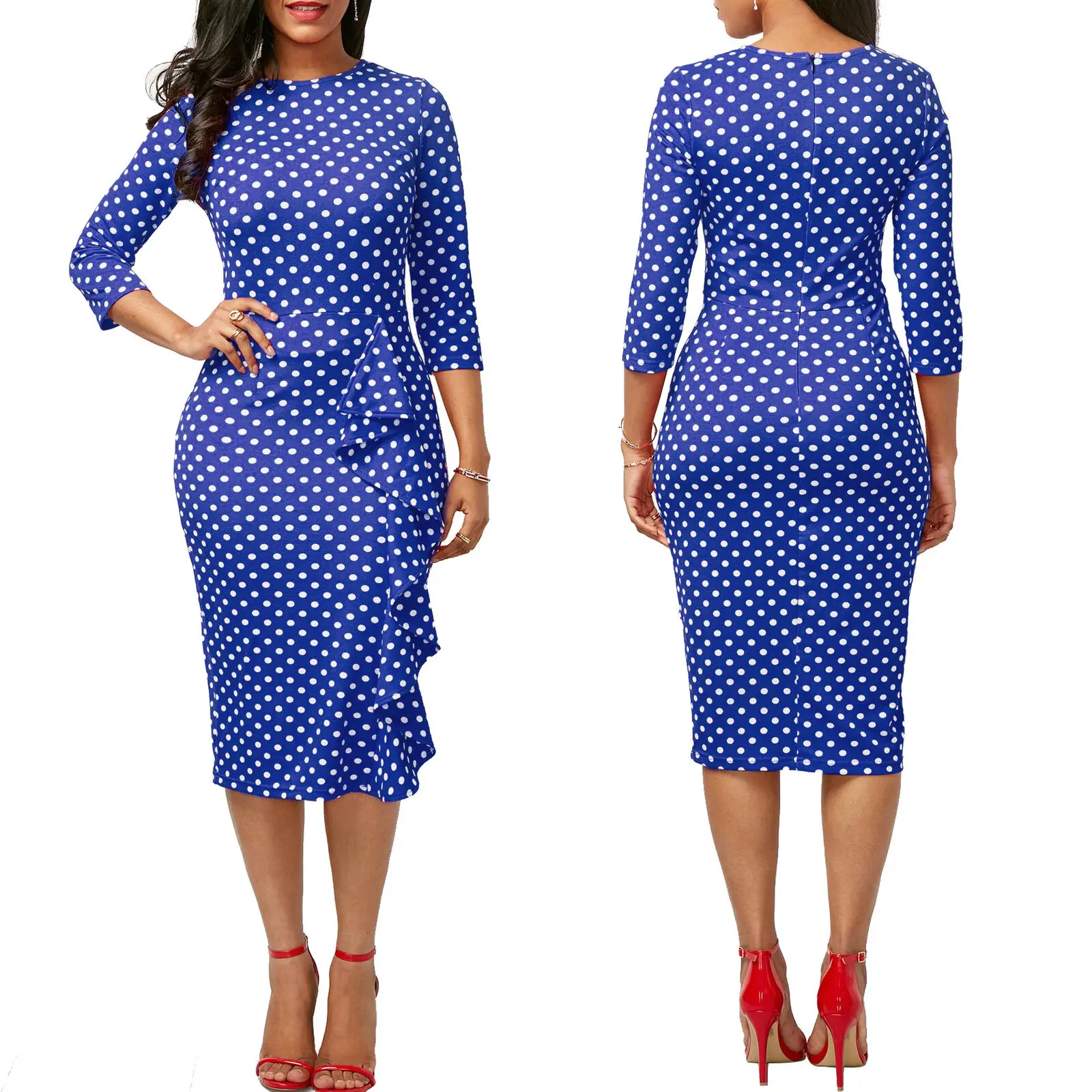 2019 Women Dot Dress Ladies Summer Casual Bodycon Long Sleeve Dress Casual Party Midi Clubwear Dresses Elegant Size S-2XL
2019 Women Dot Dress Ladies Summer Casual Bodycon Long Sleeve Dress Casual Party Midi Clubwear Dresses Elegant Size S-2XL