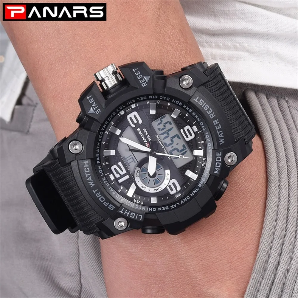 PANARS Men's Watch Waterproof Sports Military Watches Shock LED Digital Men Luxury Analog Digital Dial Quartz Wrist Watch 8203
PANARS Men's Watch Waterproof Sports Military Watches Shock LED Digital Men Luxury Analog Digital Dial Quartz Wrist Watch 8203
