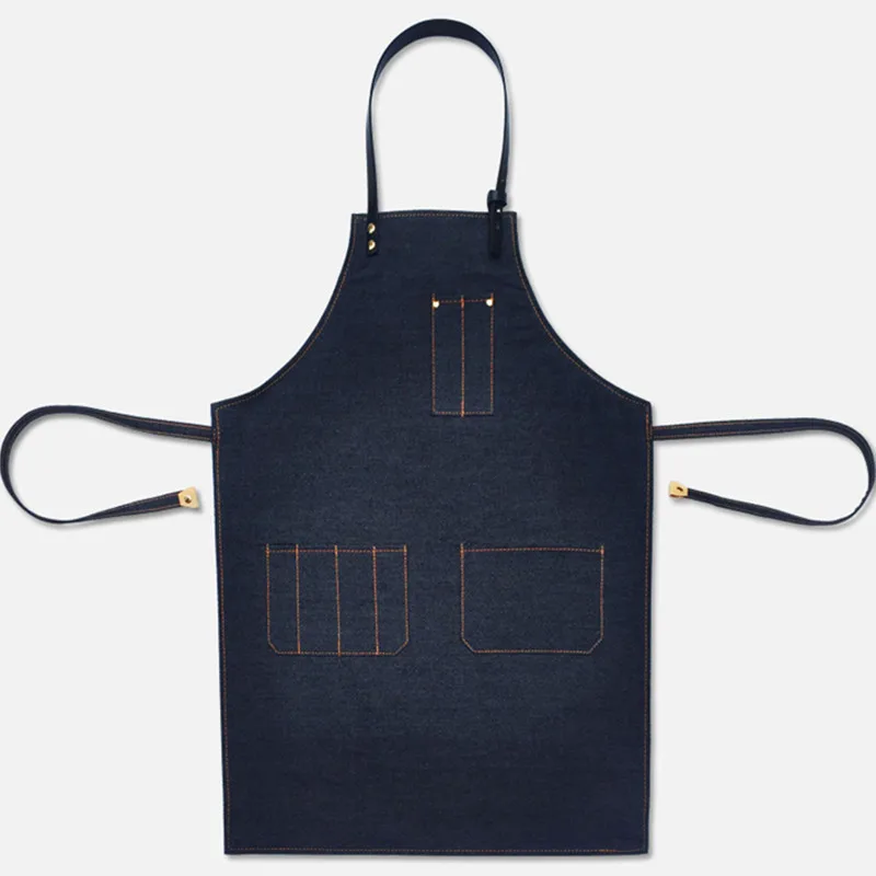 Black Blue Denim Long Apron Leather Strap Barista Cafe Bar Bakery Uniform Florist Barber Carpenter Hairdresser Work wear K63
Black Blue Denim Long Apron Leather Strap Barista Cafe Bar Bakery Uniform Florist Barber Carpenter Hairdresser Work wear K63