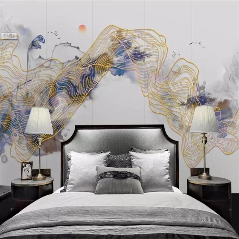 beibehang Wallpaper mural custom living room bedroom new Chinese abstract ink landscape gold three-dimensional line mural wall
beibehang Wallpaper mural custom living room bedroom new Chinese abstract ink landscape gold three-dimensional line mural wall