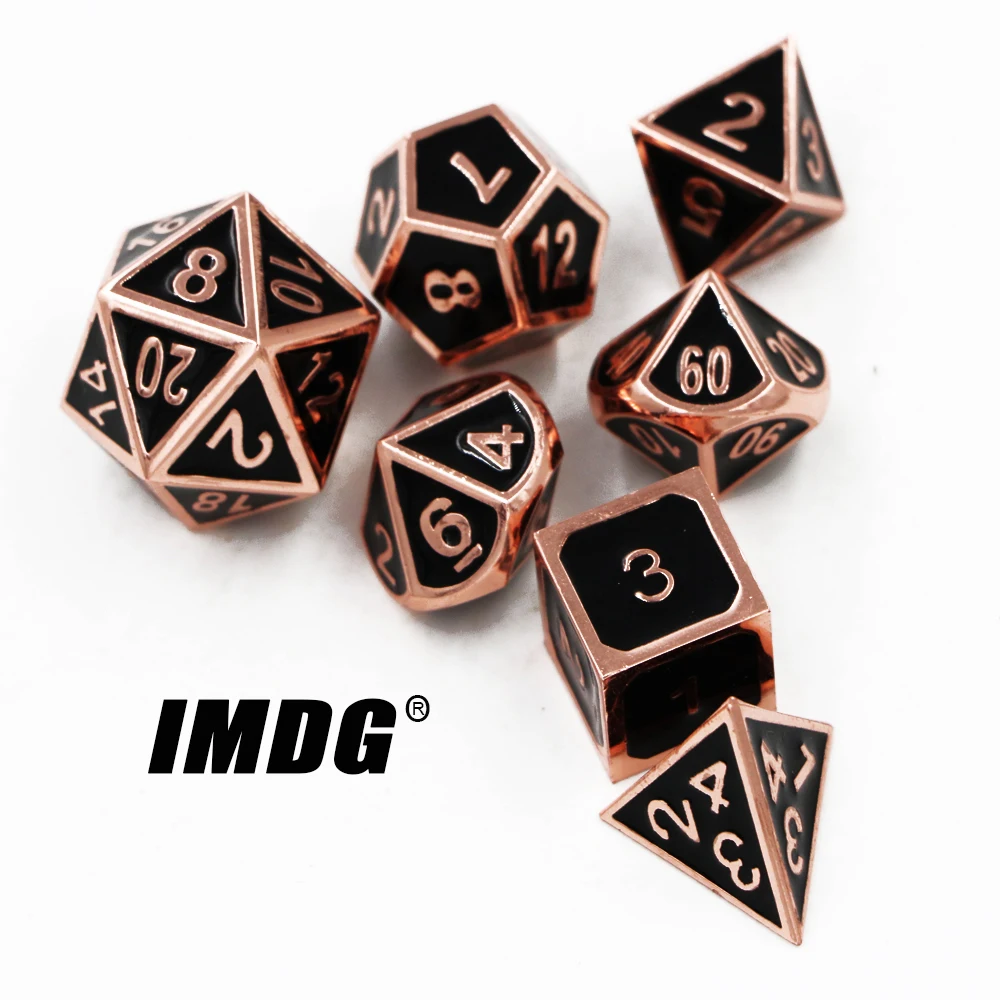 IMDG 7pcs/set Creative RPG Game Dice Polyhedron Metal Dice DND Enamel Red Copper Color Digital Game Dice
IMDG 7pcs/set Creative RPG Game Dice Polyhedron Metal Dice DND Enamel Red Copper Color Digital Game Dice
