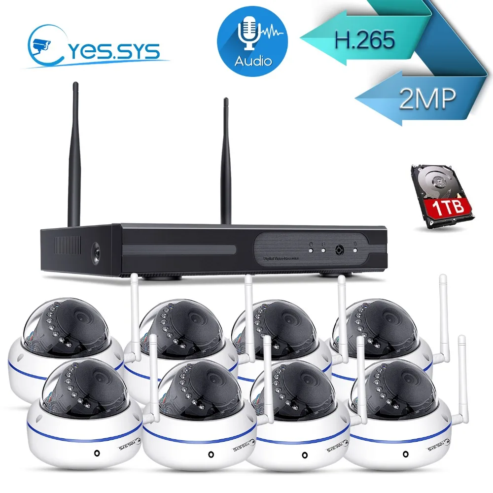 Eyessys 4/8CH 1080 P дома NVR 4/6/8 шт. 2MP IP Камера аудио запись Беспроводной видеонаблюдения
