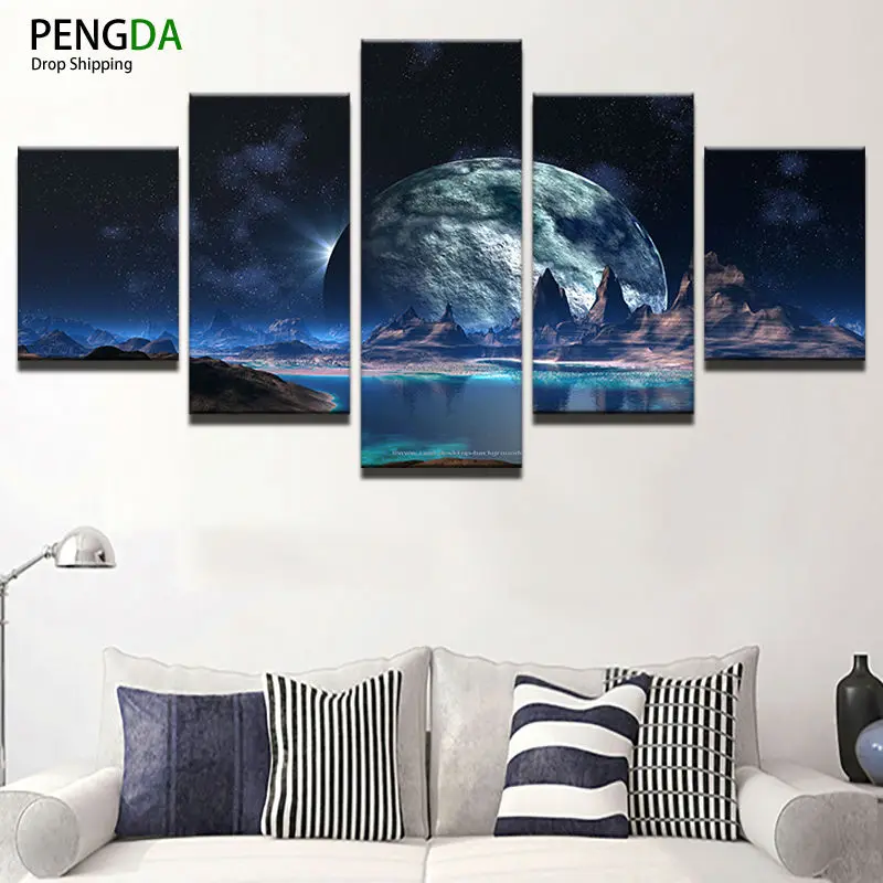 PENGDA Canvas Modular Picture 5 Panel Earth Landscape Wall Art Home Decoration For Living Room Modern Frames For Paintings
PENGDA Canvas Modular Picture 5 Panel Earth Landscape Wall Art Home Decoration For Living Room Modern Frames For Paintings