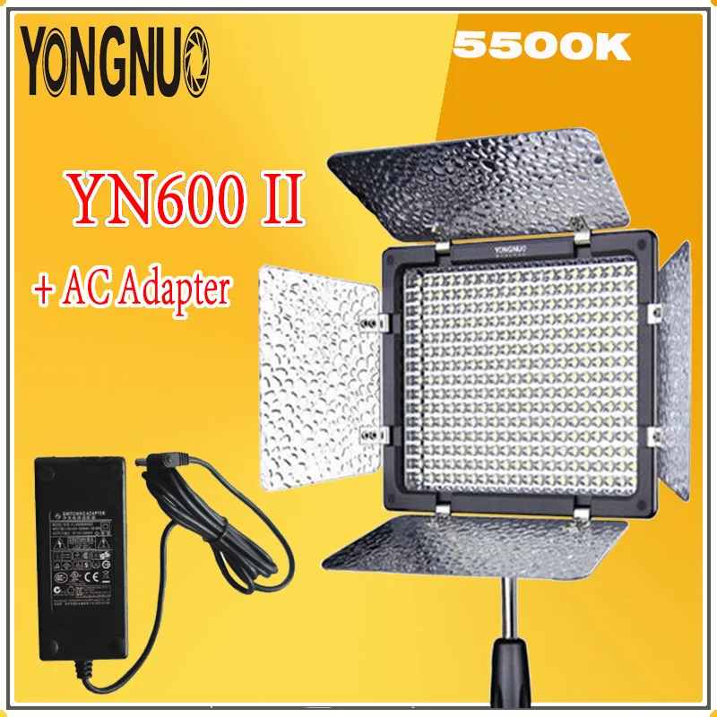 YONGNUO YN600L II 2 4 Ghz монохромный 5500K светодиодный видео свет + адаптер переменного тока